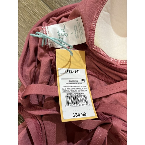 Women's Kona Sol Gathered Modern One Piece Swimsuit Mauvewood Large swim 1222 - Picture 8 of 10